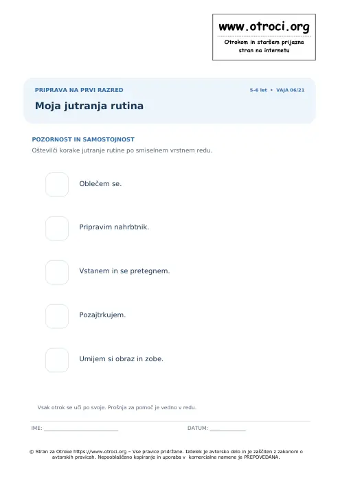 Predogled: Moja jutranja rutina