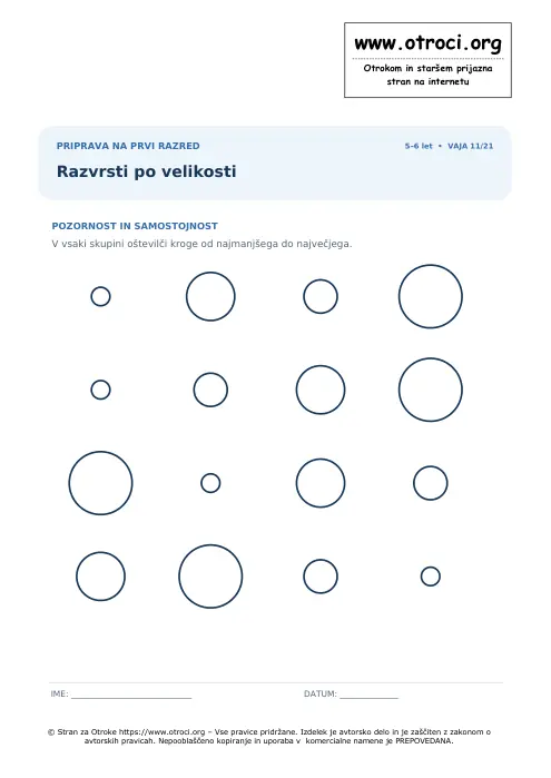 Predogled: Razvrsti po velikosti