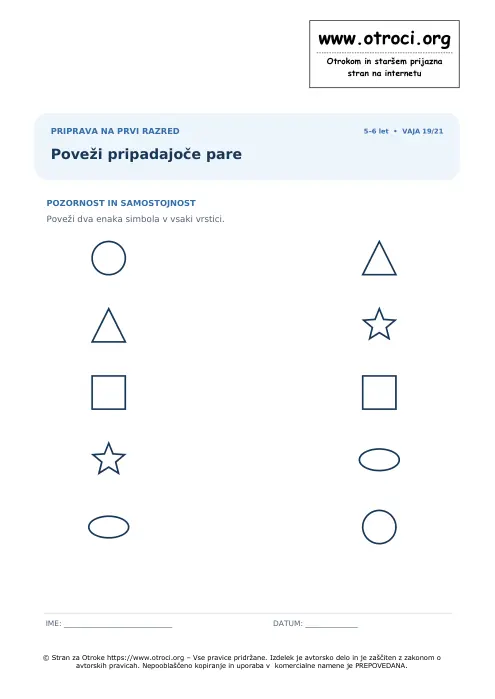 Predogled: Poveži pripadajoče pare