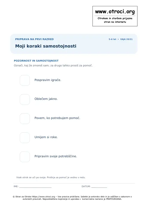 Predogled: Moji koraki samostojnosti