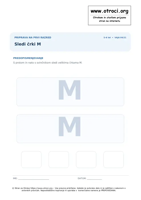 Predogled: Sledi črki M