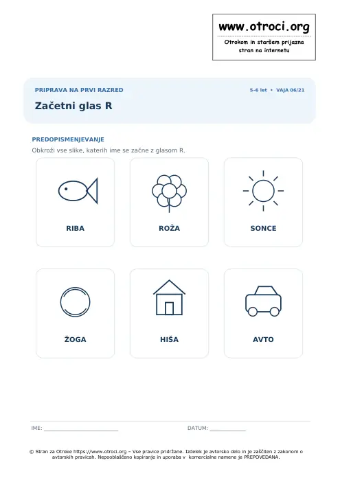 Predogled: Začetni glas R