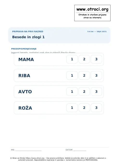 Predogled: Besede in zlogi 1
