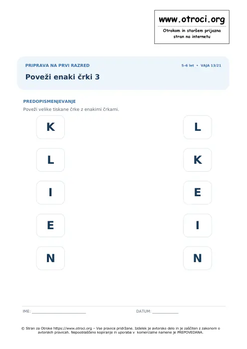 Predogled: Poveži enaki črki 3