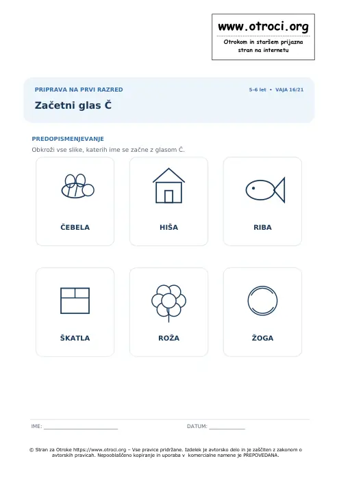 Predogled: Začetni glas Č