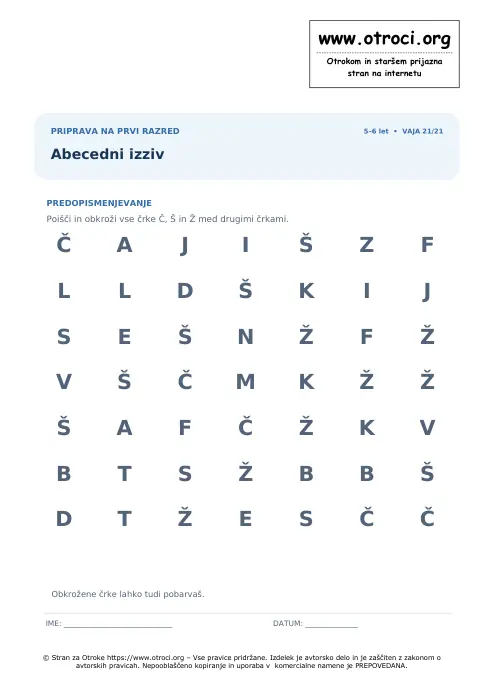 Predogled: Abecedni izziv