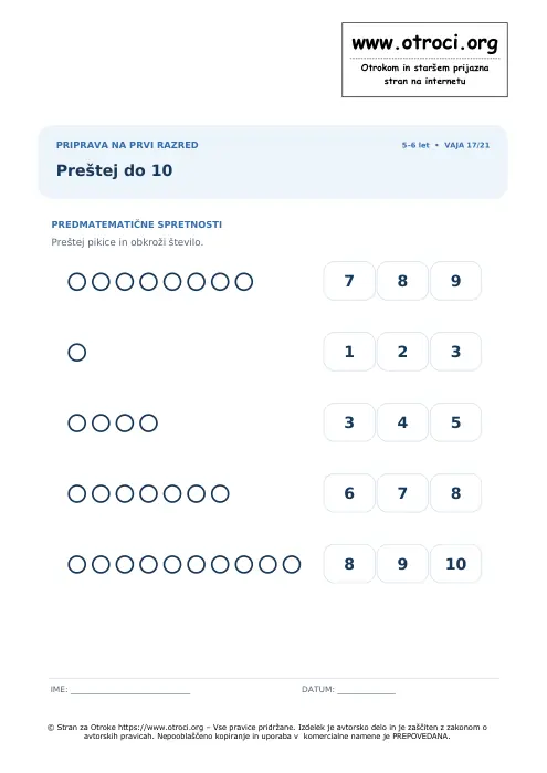Predogled: Preštej do 10