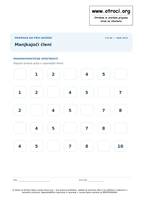 Predogled: Manjkajoči členi