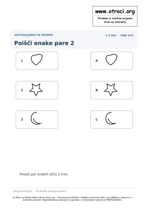 Poišči enake pare 2 – predogled naloge
