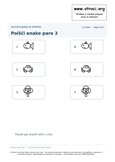Poišči enake pare 3 – predogled naloge