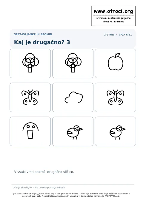 Kaj je drugačno? 3 – predogled naloge