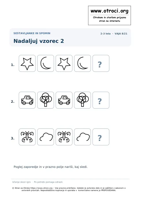 Nadaljuj vzorec 2 – predogled naloge