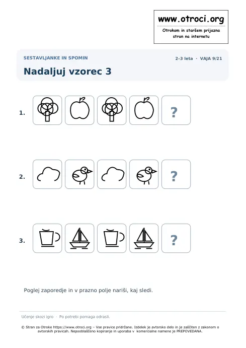Nadaljuj vzorec 3 – predogled naloge