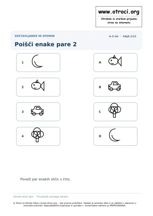 Poišči enake pare 2 – predogled naloge