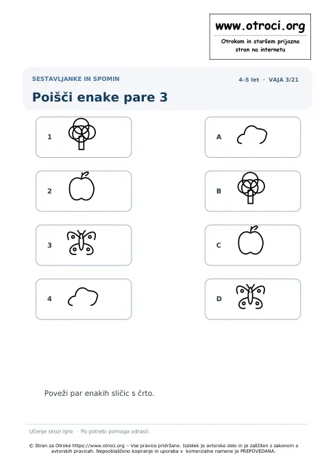 Poišči enake pare 3 – predogled naloge