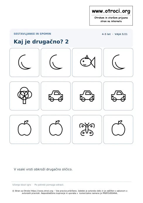Kaj je drugačno? 2 – predogled naloge