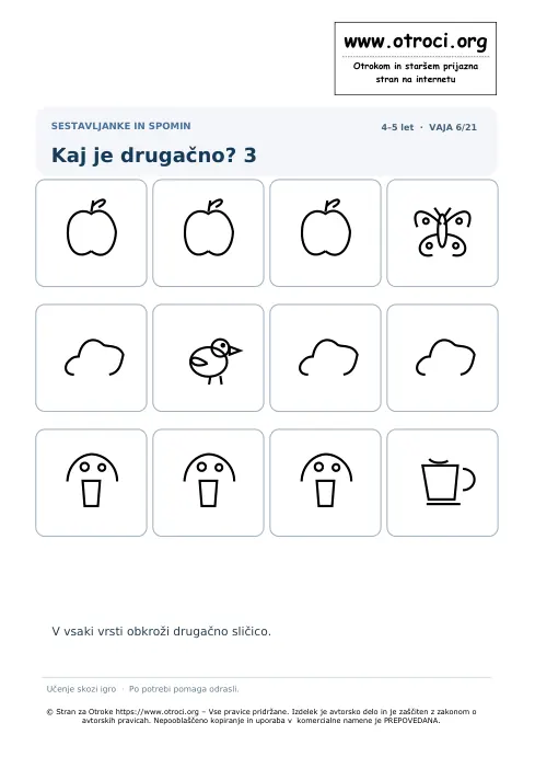 Kaj je drugačno? 3 – predogled naloge
