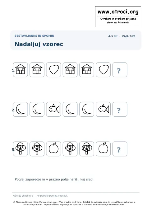 Nadaljuj vzorec – predogled naloge