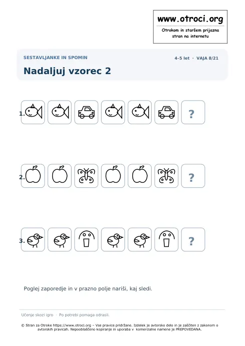 Nadaljuj vzorec 2 – predogled naloge