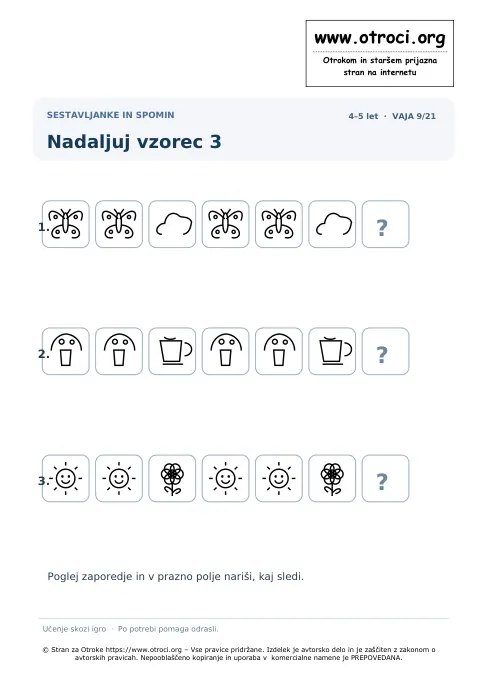 Nadaljuj vzorec 3 – predogled naloge