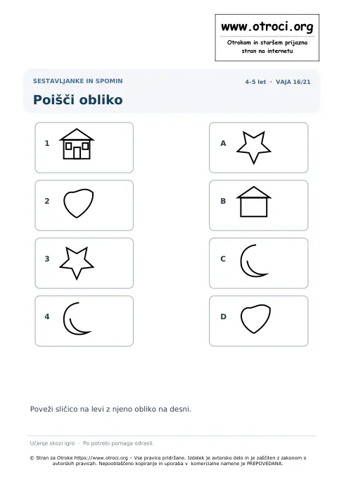 Poišči obliko – predogled naloge