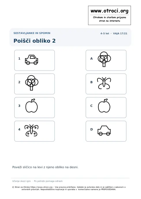 Poišči obliko 2 – predogled naloge