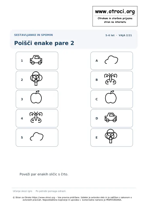 Poišči enake pare 2 – predogled naloge
