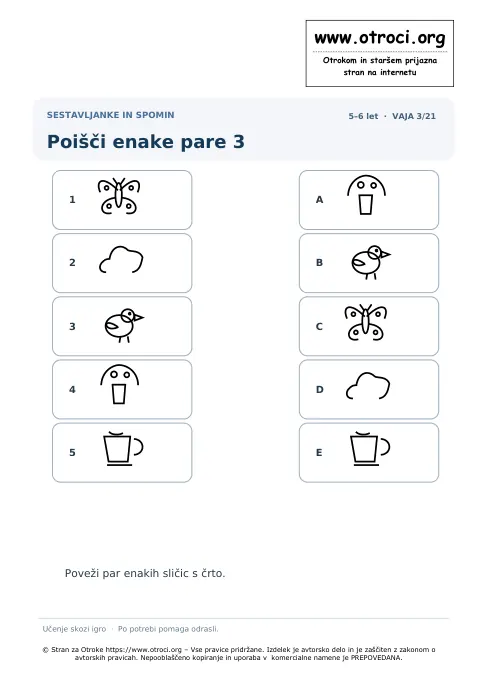 Poišči enake pare 3 – predogled naloge