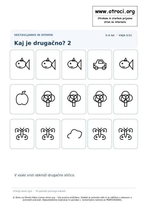 Kaj je drugačno? 2 – predogled naloge