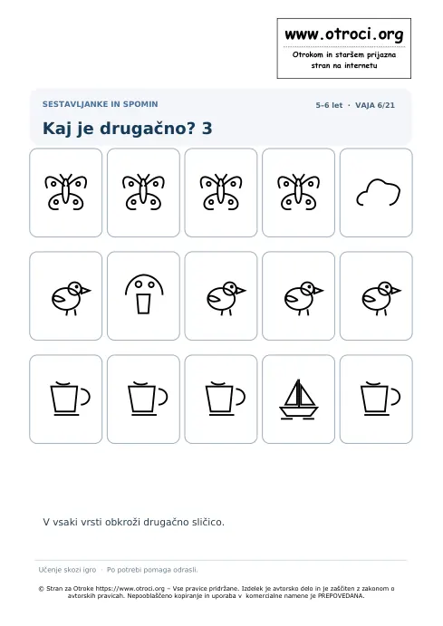 Kaj je drugačno? 3 – predogled naloge