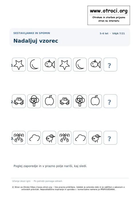 Nadaljuj vzorec – predogled naloge