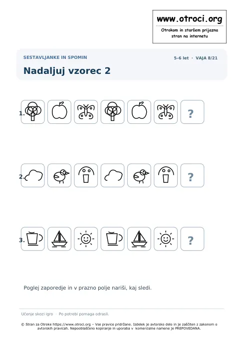 Nadaljuj vzorec 2 – predogled naloge