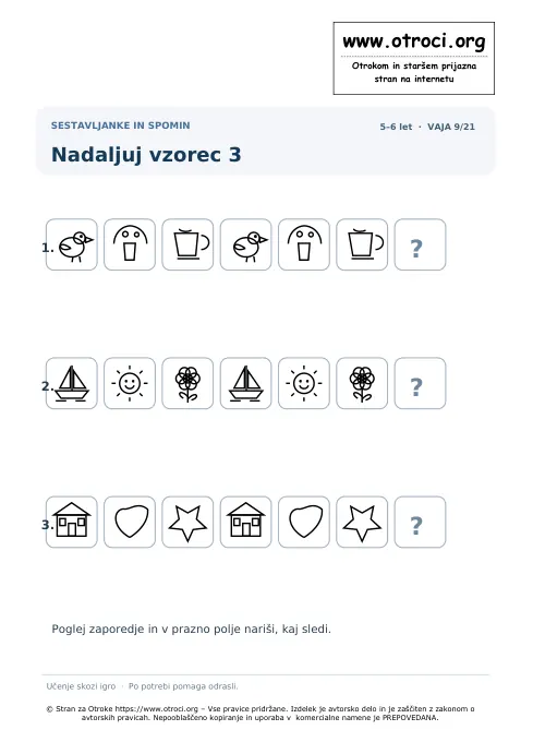 Nadaljuj vzorec 3 – predogled naloge