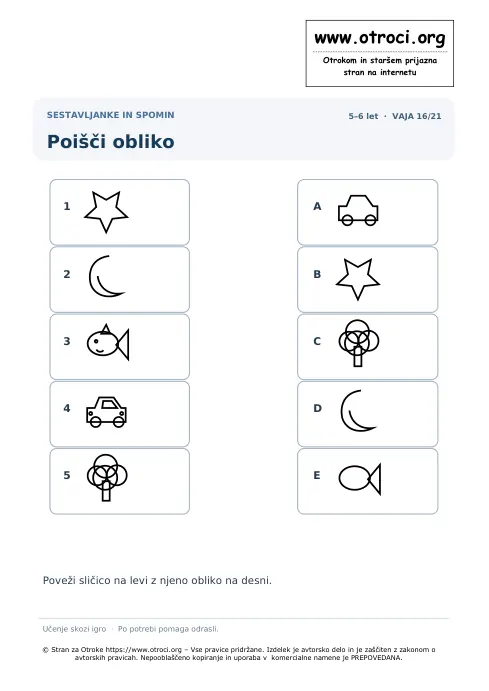 Poišči obliko – predogled naloge