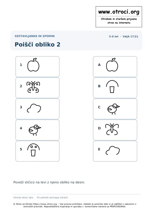 Poišči obliko 2 – predogled naloge