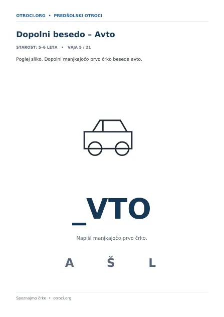 Dopolni besedo – Avto