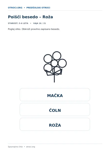Poišči besedo – Roža