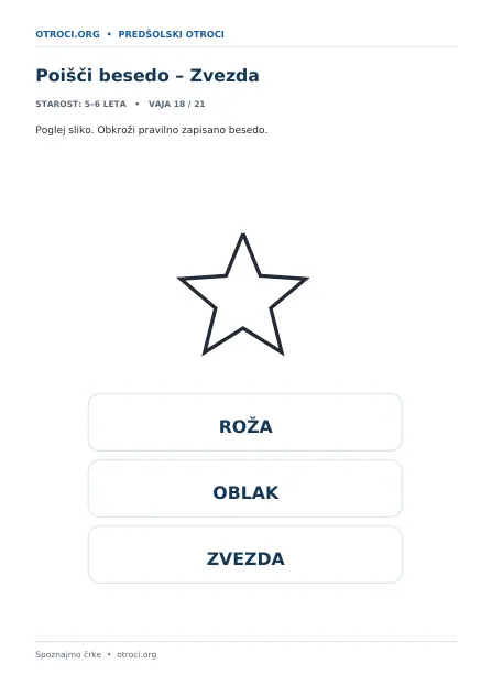 Poišči besedo – Zvezda