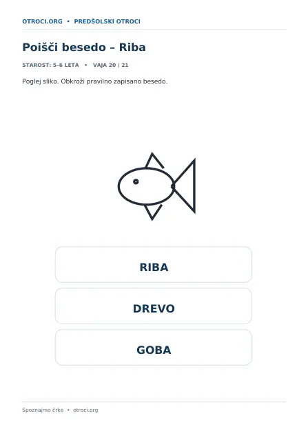 Poišči besedo – Riba