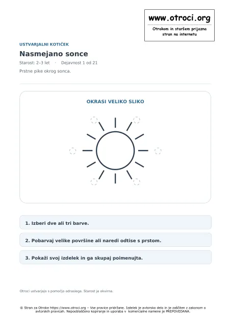 Ustvarjalna dejavnost: Nasmejano sonce