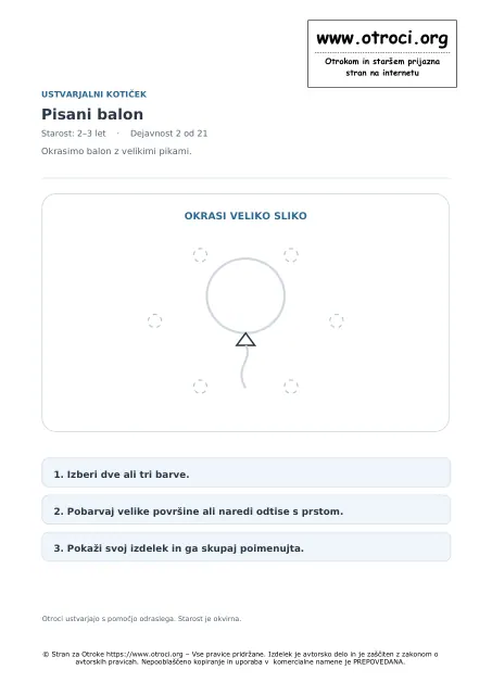 Ustvarjalna dejavnost: Pisani balon