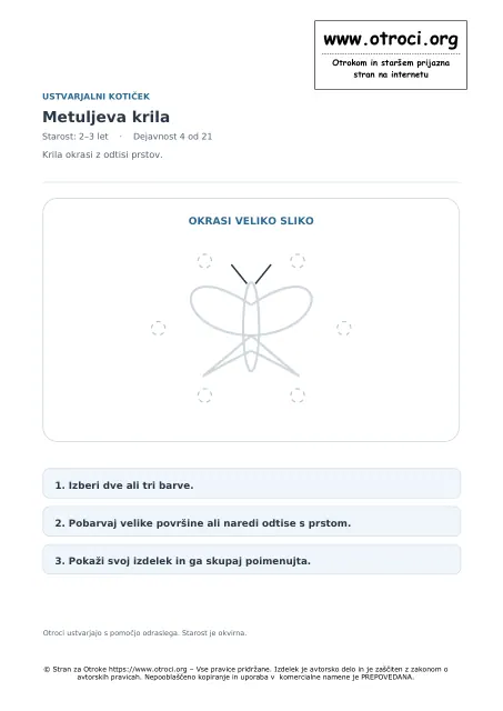 Ustvarjalna dejavnost: Metuljeva krila