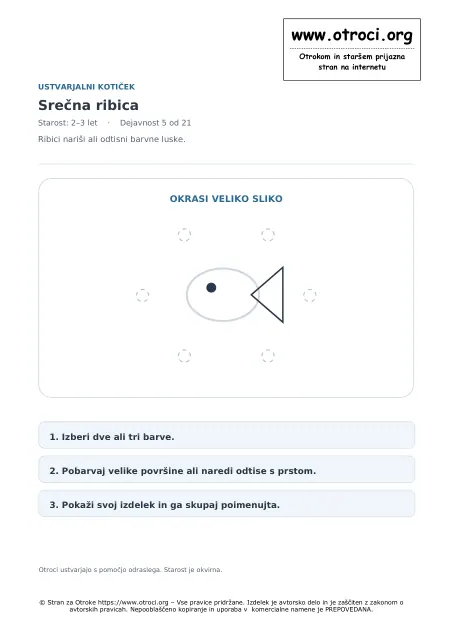 Ustvarjalna dejavnost: Srečna ribica