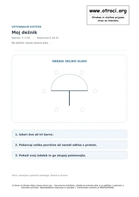 Ustvarjalna dejavnost: Moj dežnik