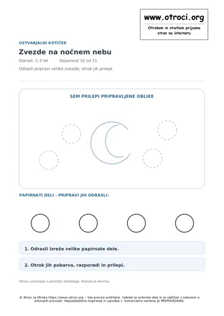 Ustvarjalna dejavnost: Zvezde na nočnem nebu
