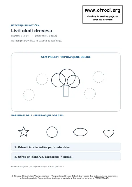 Ustvarjalna dejavnost: Listi okoli drevesa