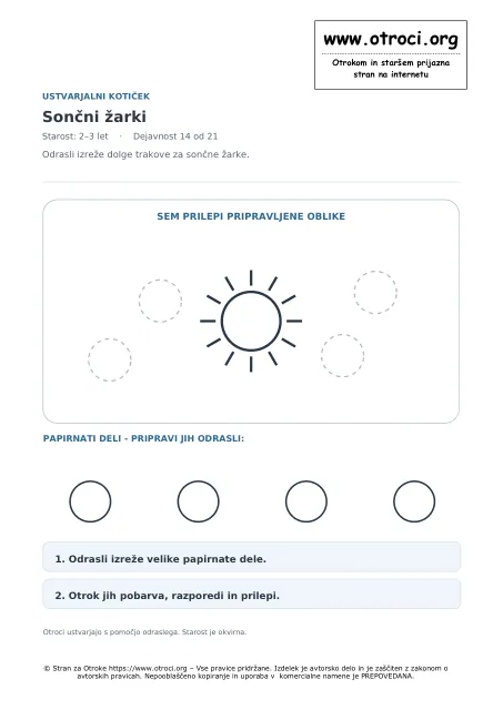 Ustvarjalna dejavnost: Sončni žarki