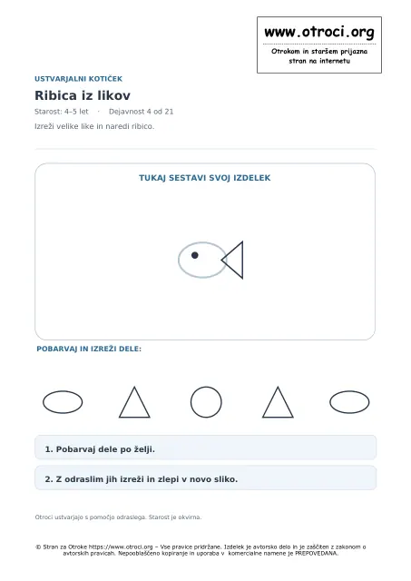 Ustvarjalna dejavnost: Ribica iz likov
