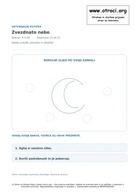 Ustvarjalna dejavnost: Zvezdnato nebo