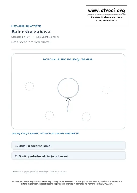 Ustvarjalna dejavnost: Balonska zabava